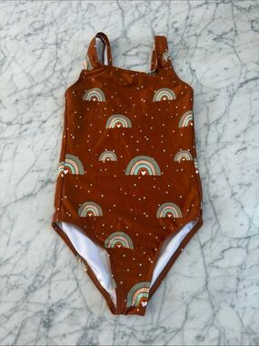 SEAESTA SURF Girls Bronze Sea Arches Rainbow Swim-Suit 7-8